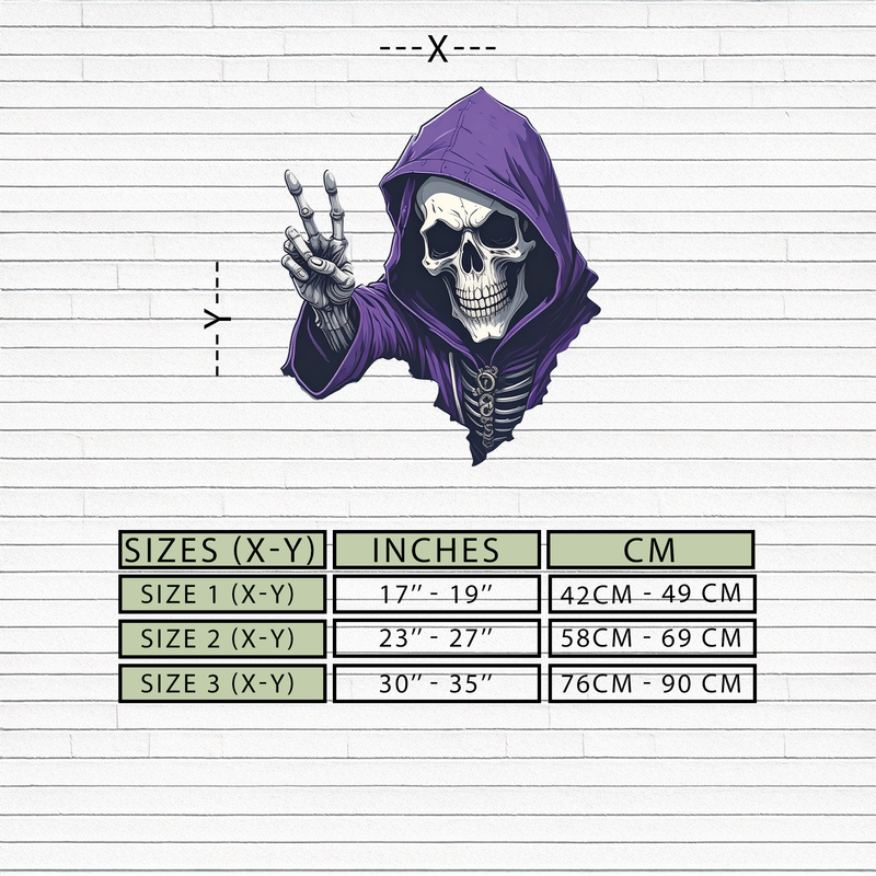 Grim Reaper Peace Metal Wall Art – Purple Skull UV Print Decor-KAFUVM019