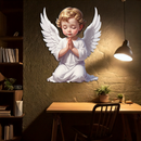 Praying Baby Angel Metal Wall Art – Religious Nursery Decor-KAFUVM020
