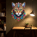 Psychedelic Mandala Cat Wall Art – Vibrant Boho Decor-KAFUVM025