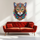 Psychedelic Mandala Cat Wall Art – Vibrant Boho Decor-KAFUVM025