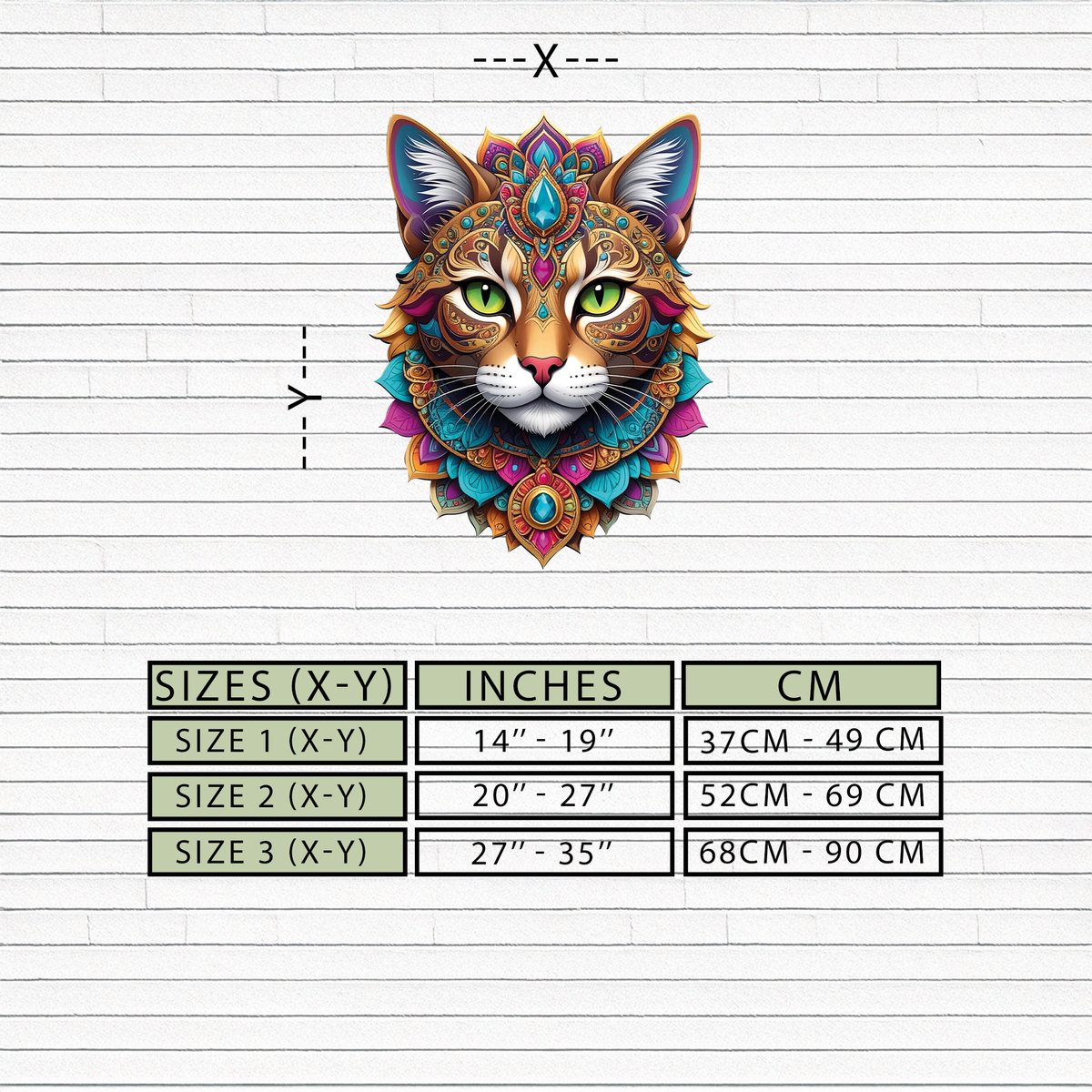 Psychedelic Mandala Cat Wall Art – Vibrant Boho Decor-KAFUVM025, photo 9 of 9