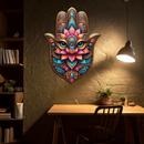 Mystic Hamsa Hand Metal Wall Art – Boho Evil Eye Decor-KAFUVM030
