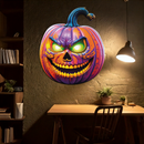 Evil Pumpkin Metal Wall Art – Spooky Halloween Decor-KAFUVM034