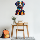 Colorful Geometric Dog Metal Wall Art – Bold Puppy Decor-KAFUVM038