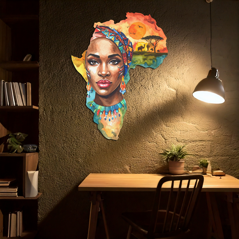 African Queen Metal Wall Art – Bold Cultural Decor-KAFUVM040
