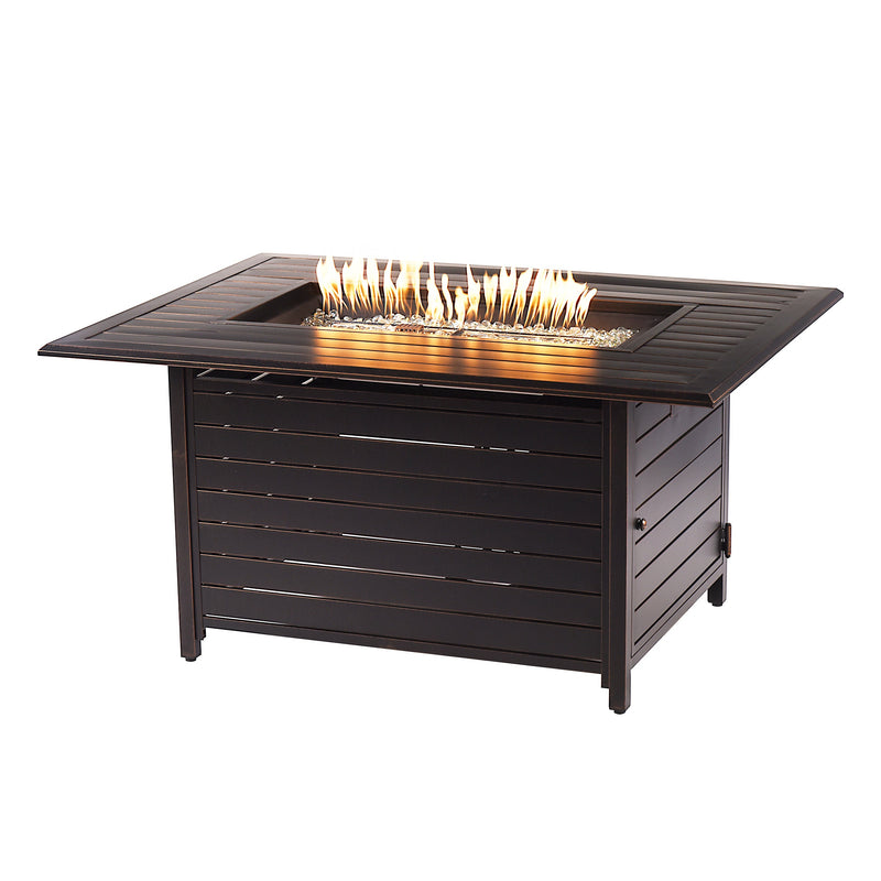 Aluminum 48-in Rectangular Propane Fire Table, Beads, Covers and Lid