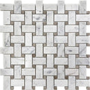 Bianco Carrara, Eastern Beige 12x12 Polished Basketweave Marble Mosaic Tile (5 pack, 5 sq ft/case)