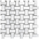 Bianco Carrara, Eastern Beige 12x12 Polished Basketweave Marble Mosaic Tile (5 pack, 5 sq ft/case)
