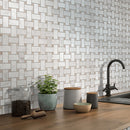 Bianco Carrara, Eastern Beige 12x12 Polished Basketweave Marble Mosaic Tile (5 pack, 5 sq ft/case)