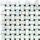 Bianco Carrara, Eastern Black 12x12 Polished Basketweave Marble Mosaic Tile (5 pack, 5 sq ft/case)