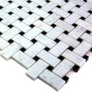Bianco Carrara, Eastern Black 12x12 Polished Basketweave Marble Mosaic Tile (5 pack, 5 sq ft/case)