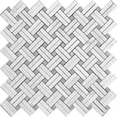 White 11x11 Polished Basketweave Marble Mosaic Tile (5 pack, 4.47 sq ft/case) - Sample