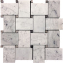 Bianco Carrara, Eastern Beige 11x11 Polished Basketweave Marble Mosaic Tile (5 pack, 4.2 sq ft/case)