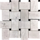 Bianco Carrara, Eastern Black 11x11 Polished Basketweave Marble Mosaic Tile (5 pack, 4.2 sq ft/case)
