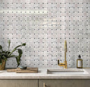 White 11x11 Polished Basketweave Marble Mosaic Tile (5 pack, 4.2 sq ft/case) - Sample