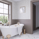 Bianco Carrara Eastern Beige 11x12 Polished Herringbone Marble Mosaic Tile (5 pack, 4.71 sq ft/case)