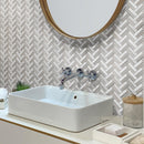 Bianco Carrara Eastern Beige 11x12 Polished Herringbone Marble Mosaic Tile (5 pack, 4.71 sq ft/case)