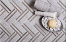 Bianco Carrara Eastern Beige 11x12 Polished Herringbone Marble Mosaic Tile (5 pack, 4.71 sq ft/case)