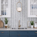 Eastern White and Blue 11x12 Polished Herringbone Marble Mosaic Tile (5 pack, 4.71 sq ft/case) by Apollo Tile