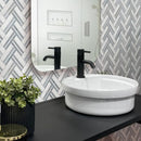Eastern White and Blue 11x12 Polished Herringbone Marble Mosaic Tile (5 pack, 4.71 sq ft/case) by Apollo Tile