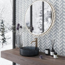 Eastern White and Blue 11x12 Polished Herringbone Marble Mosaic Tile (5 pack, 4.71 sq ft/case) by Apollo Tile