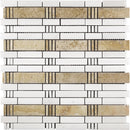 Beige White 12x12 Polished Brick Marble Mosaic Tile (5 pack, 5 sq ft/case) - Sample