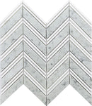 Flint Gray 11x12 Polished Herringbone Bardiglio Nuvolato Bianco Carrara Marble Mosaic Tile (5 pack, 4.51 sq ft/case)
