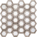 Wooden Beige Eastern White 10x11 Polished Hexagon Marble Mosaic Tile (5 pack, 4.19 sq ft/case)