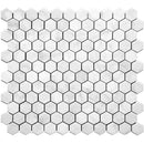 White 11x12 Honed Hexagon Bianco Carrara Marble Mosaic Tile (5 pack, 4.55 sq ft/case)