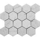 White 10x12 Honed Hexagon Bianco Carrara Marble Mosaic Tile (5 pack, 4.49 sq ft/case)