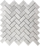 White 12x12 Polished Herringbone Bianco Carrara Marble Mosaic Tile (5 pack, 4.83 sq ft/case)