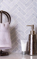 White 12x12 Polished Herringbone Bianco Carrara Marble Mosaic Tile (5 pack, 5.29 sq ft/case)