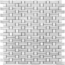 White 12x12 Polished Brick Marble Mosaic Tile (5 pack, 4.875 sq ft/case) - Sample
