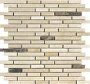 Beige 12x12 Polished Split Face Brick Crema Marfil, Emperador Dark Marble Mosaic Tile (5 pack, 4.83 sq ft/case)