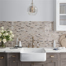 Beige 12x12 Polished Split Face Brick Crema Marfil, Emperador Dark Marble Mosaic Tile (5 pack, 4.83 sq ft/case)