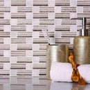 Eastern White, Wooden Grey 12x12 Polished Brick Marble Mosaic Tile (5 pack, 5 sq ft/case)