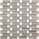 Eastern White, Wooden Grey 12x12 Polished Brick Marble Mosaic Tile (5 pack, 5 sq ft/case)