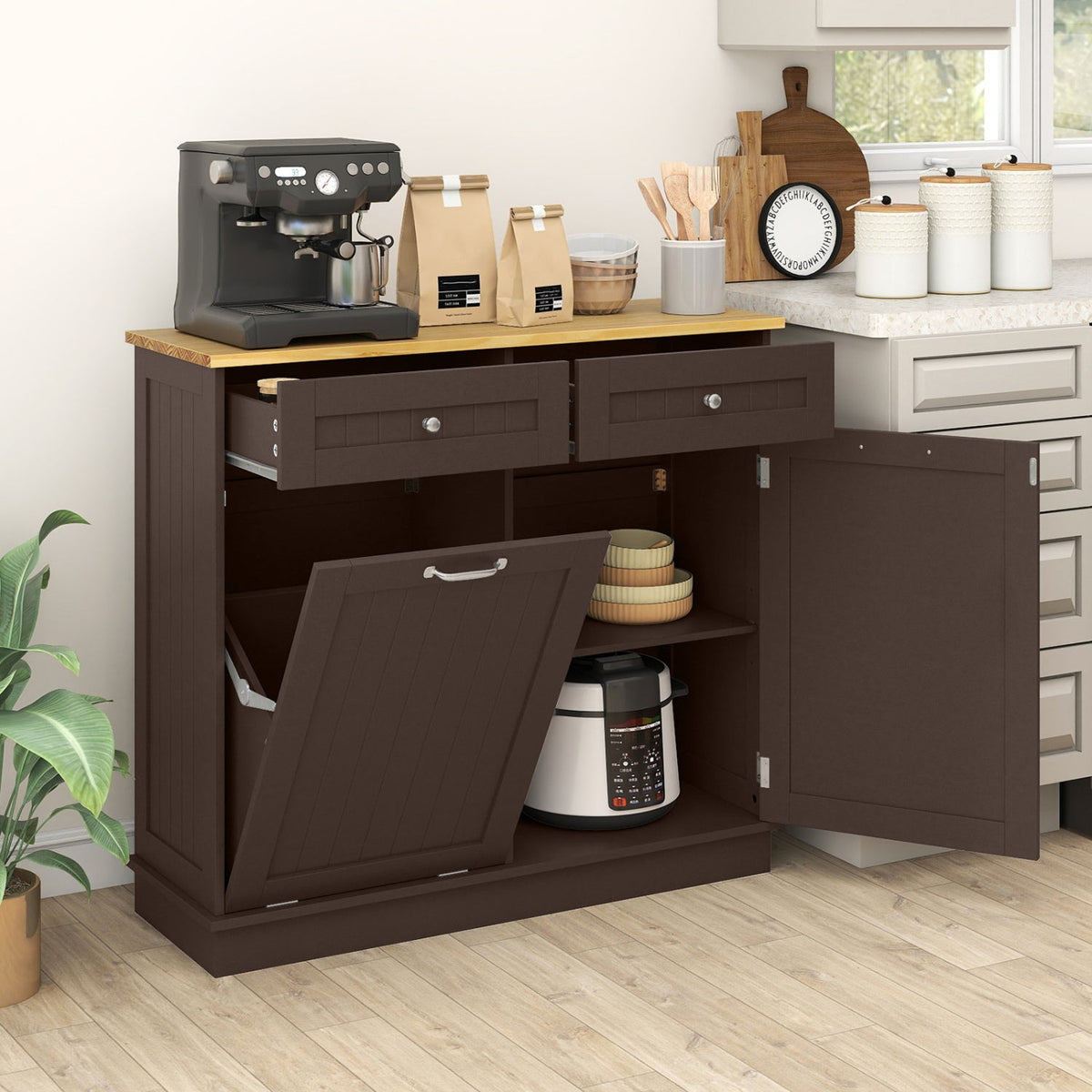 Kitchen Tilt Out Trash Cabinet with 2 Drawers and Adjustable Shelf, photo 33 of 33