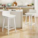 24.5 Inch Swivel Wooden Bar Stools Set of 2 with Rubber Wood Legs and Low Back