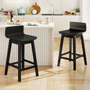 24.5 Inch Swivel Wooden Bar Stools Set of 2 with Rubber Wood Legs and Low Back