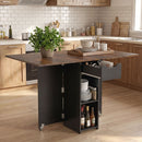47.5 Inch Farmhouse Extendable Wooden Dinner Table with Lockable Wheels