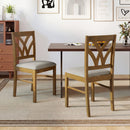 Set of 2 Wooden Dining Chairs Upholstered with Hollowed Backrest and Soft Padded Seat