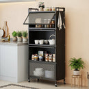 5-Tier Kitchen Storage Cabinet with Rolling Wheels - White