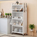 5-Tier Kitchen Storage Cabinet with Rolling Wheels - White