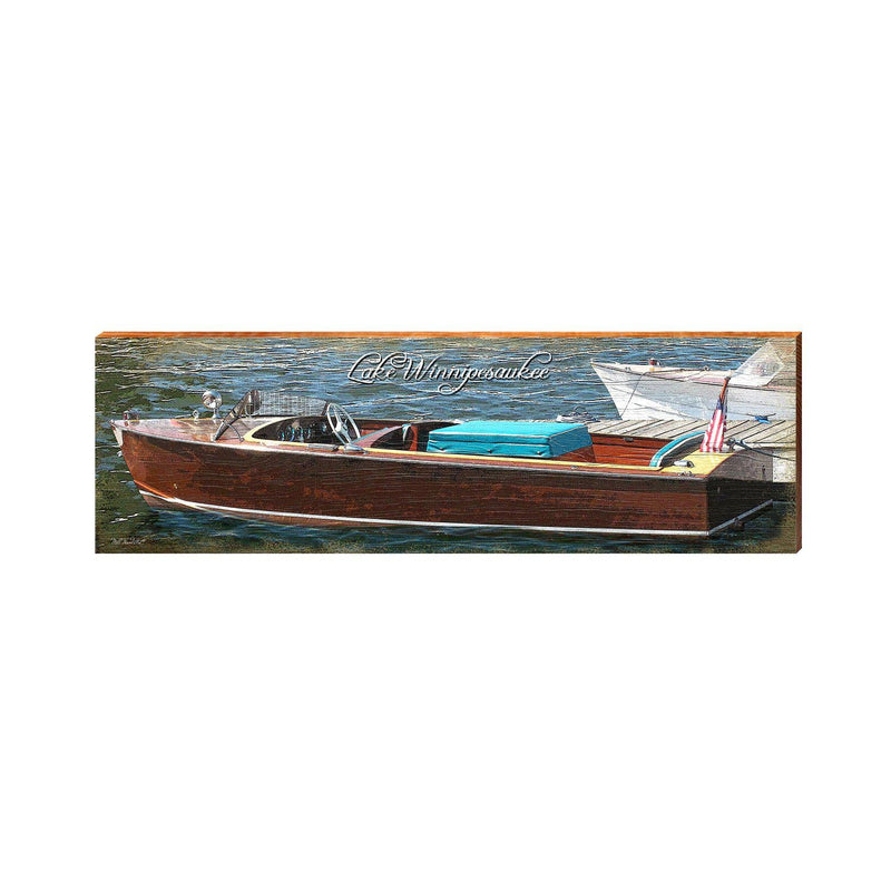 Lake Winnipesaukee Vintage Boat | Wall Art Print on Real Wood