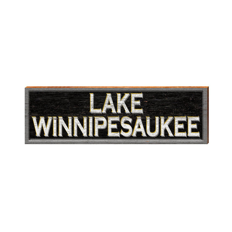 Lake Winnipesaukee Black Sign | Wall Art Print on Real Wood