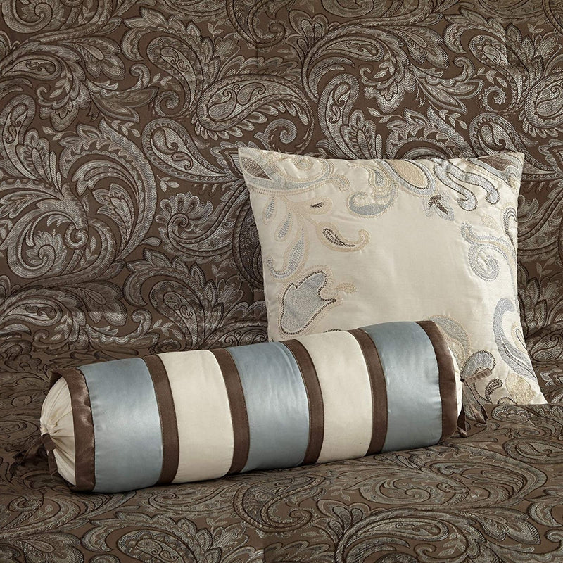 King 12 Piece Cotton Polyester Comforter Set Blue Paisley, photo 5 of 5