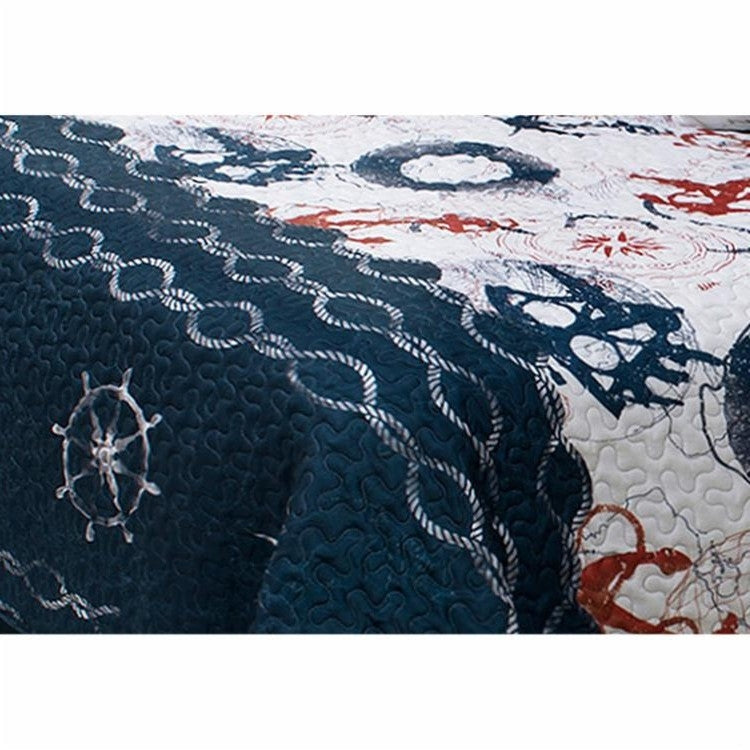 King Size Modern Coastal Anchor Polyester Reversible Quilt Set, photo 2 of 2