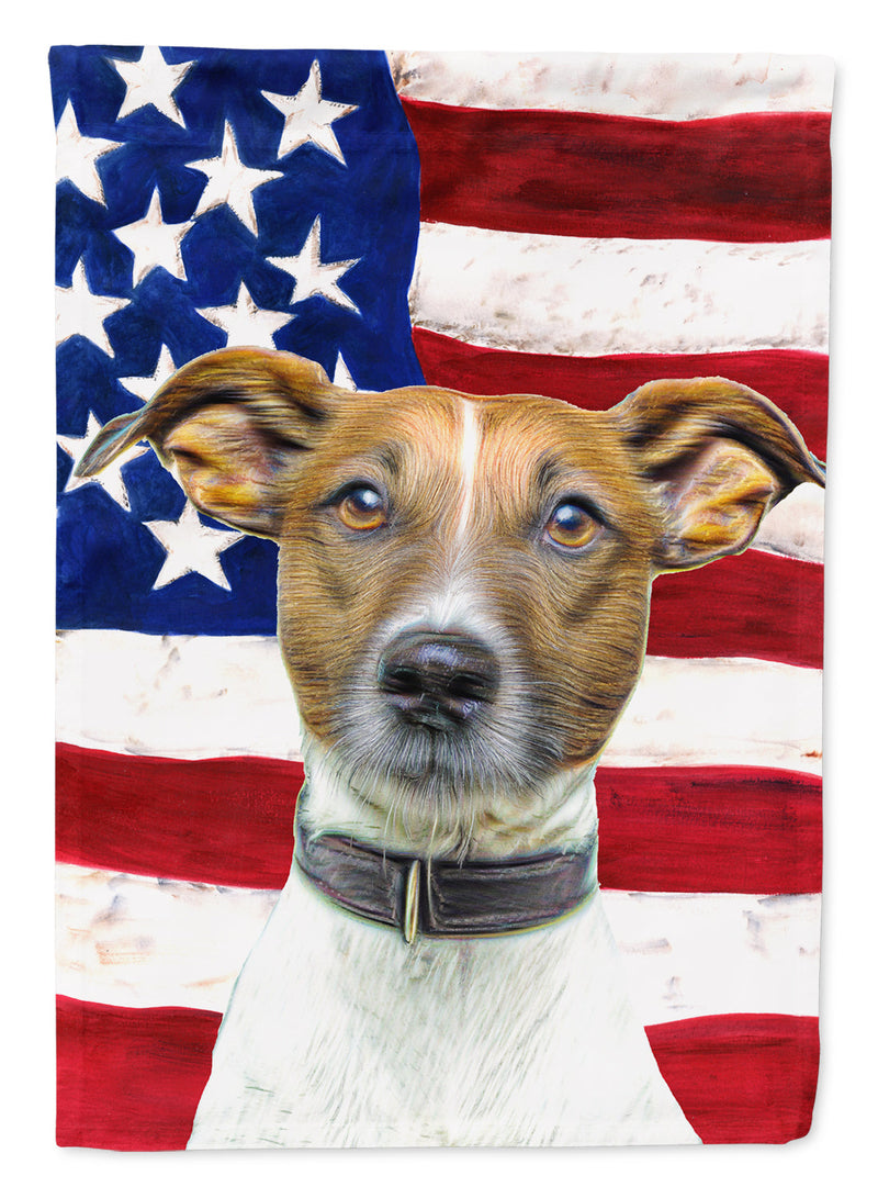 USA American Flag with Jack Russell Terrier Flag Canvas House Size KJ1155CHF