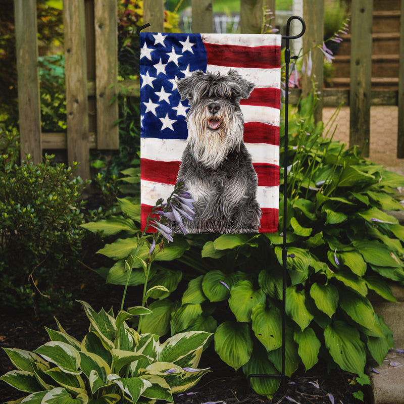 USA American Flag with Schnauzer Flag Garden Size KJ1157GF